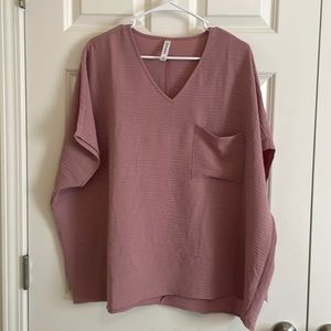 Zenana blush pink airflow blouse L